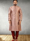 Onion Pink Colour New Design Jacquard Silk Brocade Festive Wear Latest Kurta Pajama Mens Collection 1219-1003